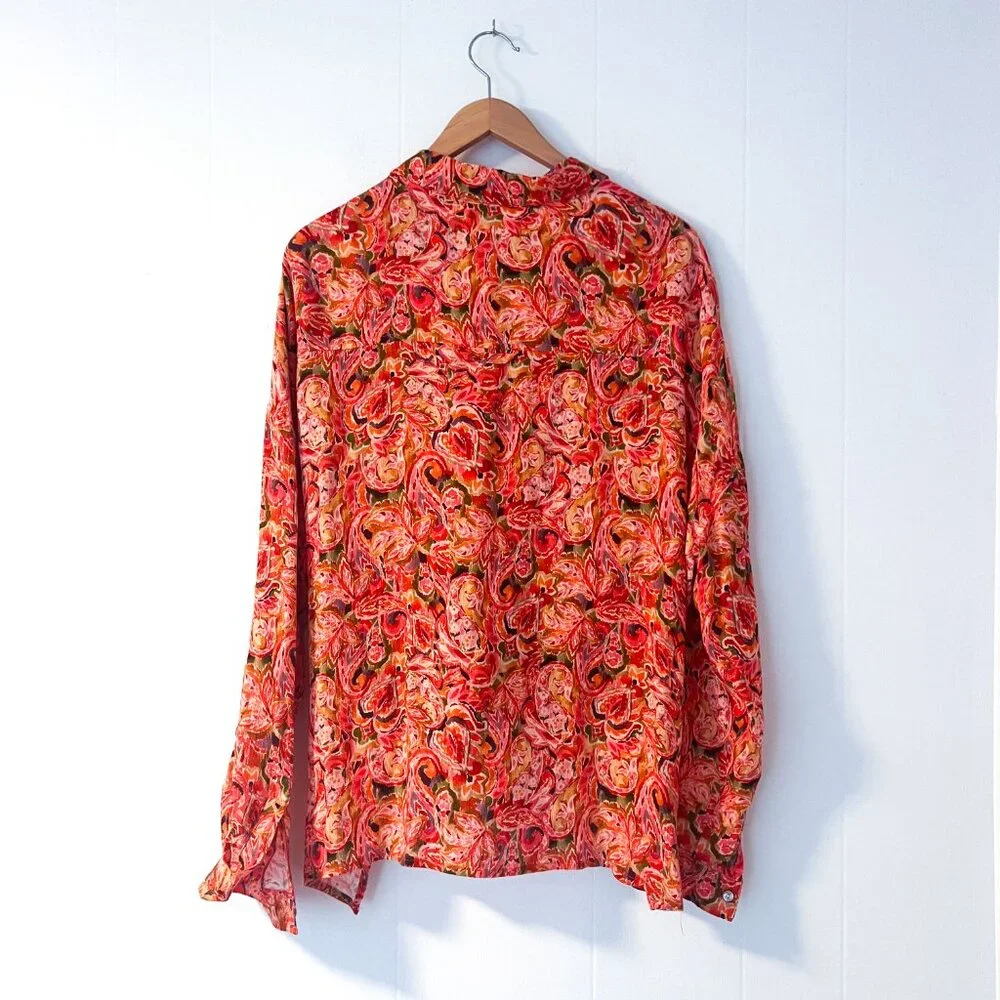 DEAR JOHN DENIM arianna front tie shirt in autumn paisley Medium - Picture 8 of 16